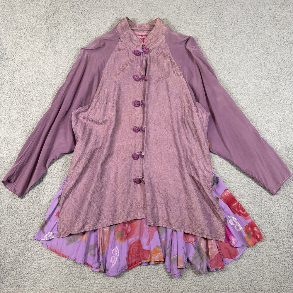 URU Blouse Top Womens One Size 100% Silk and Rayon Made in USA Boho Fairy Floral